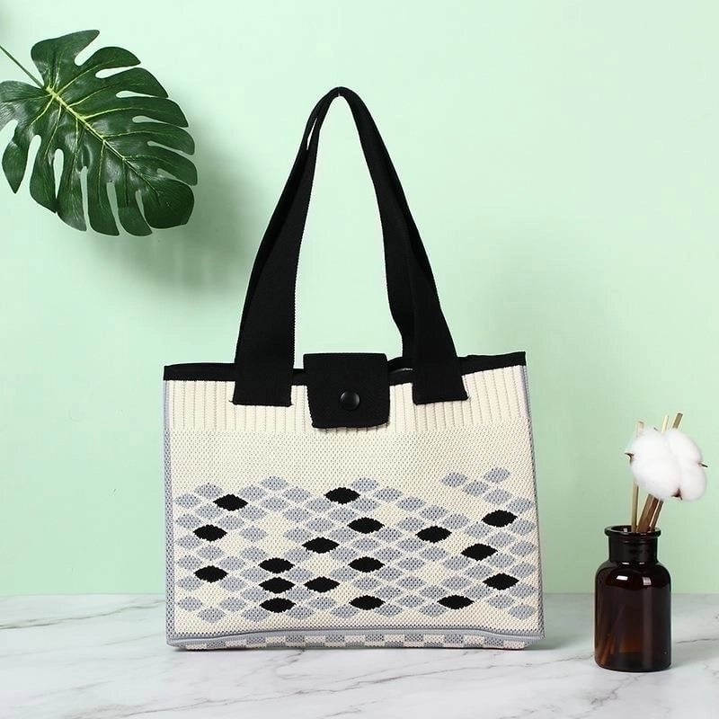 Women's Large Polyester Argyle Streetwear Open Underarm Bag