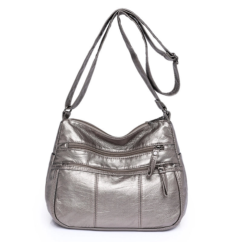 Women's Pu Leather Solid Color Vintage Style Classic Style Square Zipper Shoulder Bag Crossbody Bag