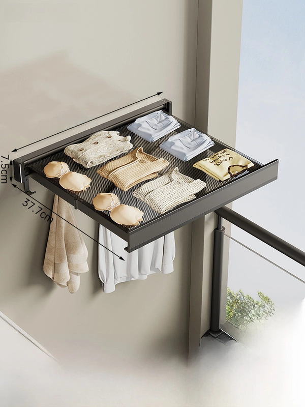 Balcony Invisible Folding Clothes Rack Shoes Drying Rack Telescopic Net Wall-Mounted Non-Punch Clothes Drying Artifact For Drying Socks