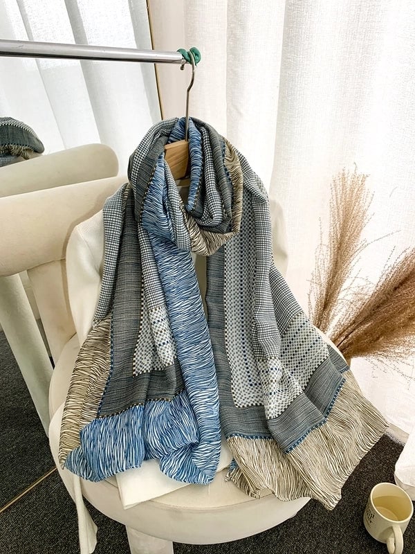 Women's Casual Elegant Vacation Snowflake Cotton Polyester Printing Dyeing Scarf Shawl