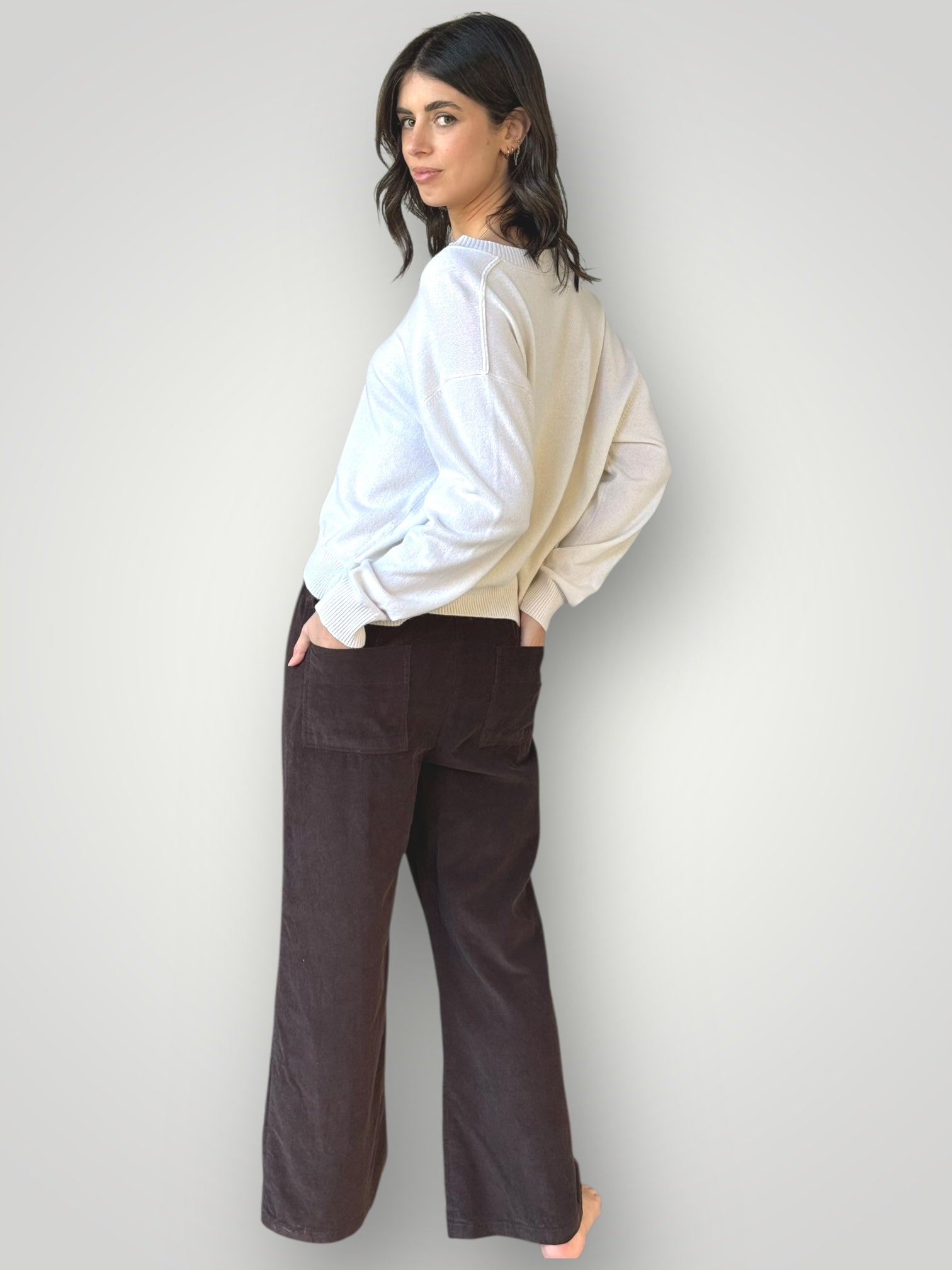 hazel wide leg pants - chocolate cord