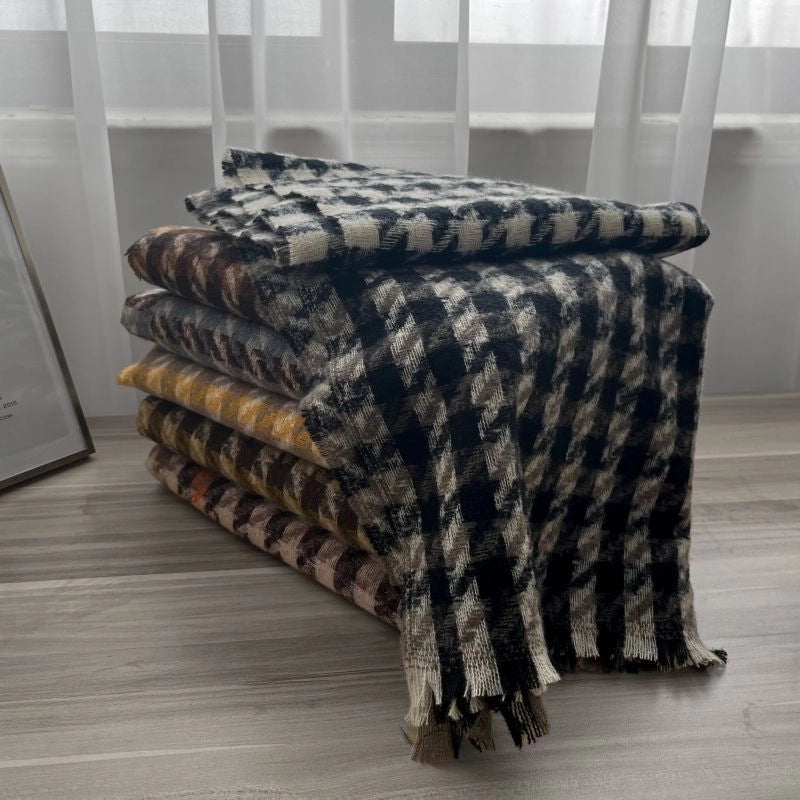 Unisex Minimalist Classic Style Plaid Imitation Cashmere Scarf