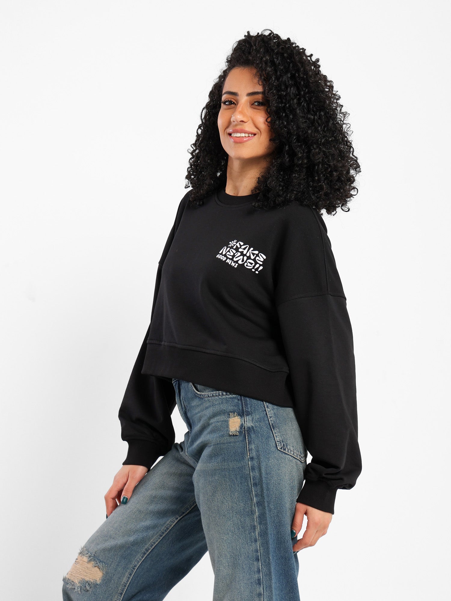 Cropped Sweatshirt with Place Print