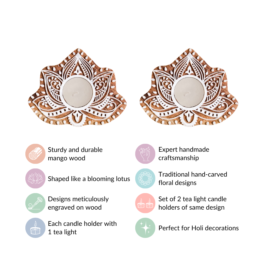 Blooming Lotus Tea Light Candle Holder Set Of 2