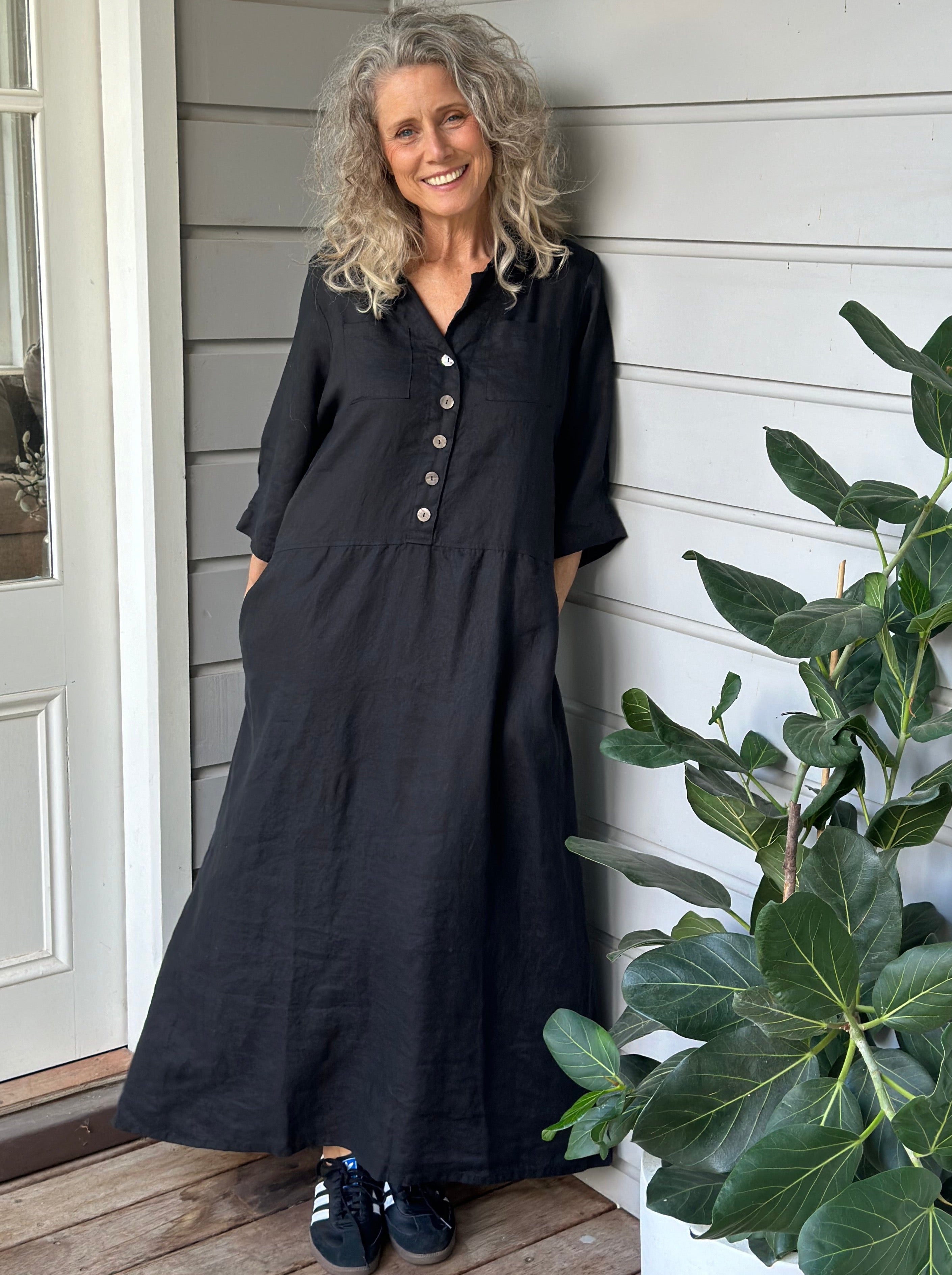 bridget dress - black linen