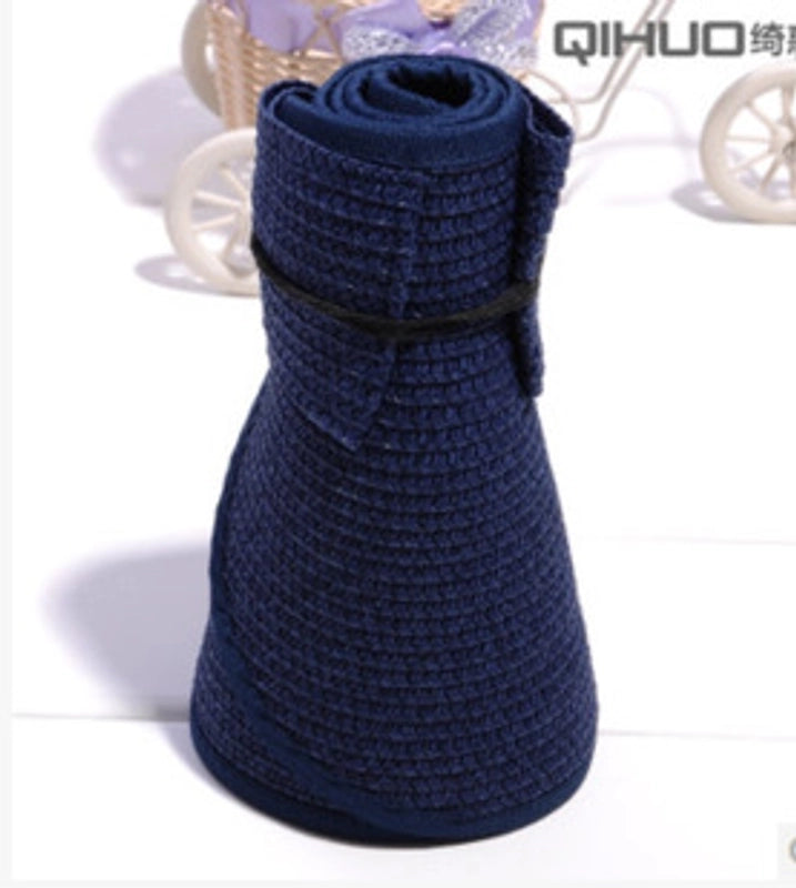 Summer Fashion Sunshade Empty Top Folding Big Brim Straw Hat