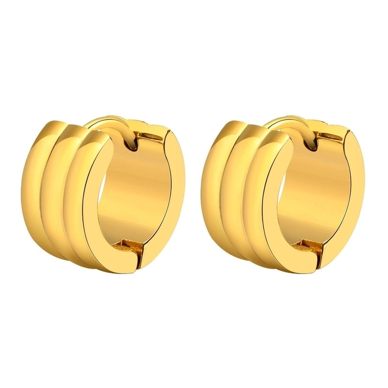 1 Pair Streetwear Solid Color Plating Inlay 201 Stainless Steel Zircon Gold Plated Hoop Earrings