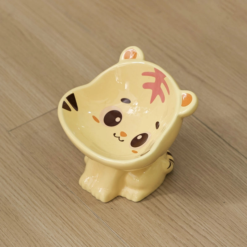 Cat Bowl Ceramic Protection Cervical Spine Drinking Bowl Pet Supplies Cute Slant Anti-overturning Dog Rice Bowl Cat Food Basin