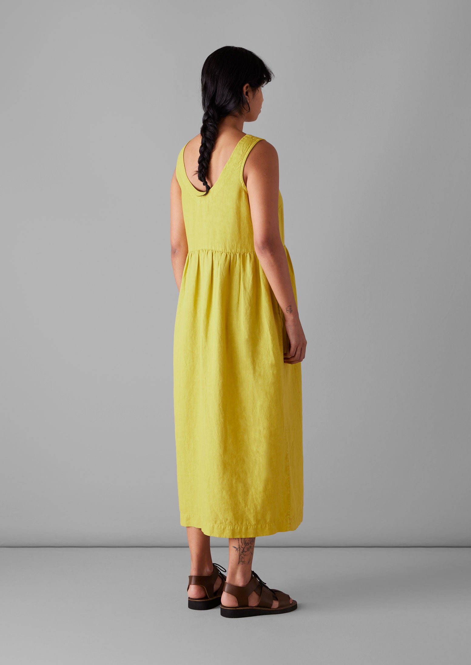 Scoop Neck Garment Dyed Dress | Billi Flower Yellow