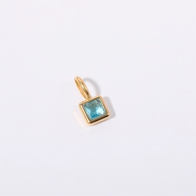201 Stainless Steel 304 Stainless Steel Glass Minimalist Diamond Geometric Square Pendant Necklace