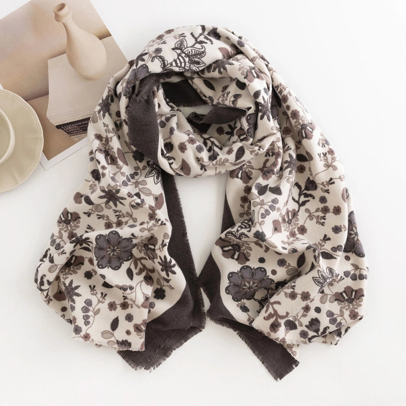 Women's Minimalist Flower Polyester Printing Scarf