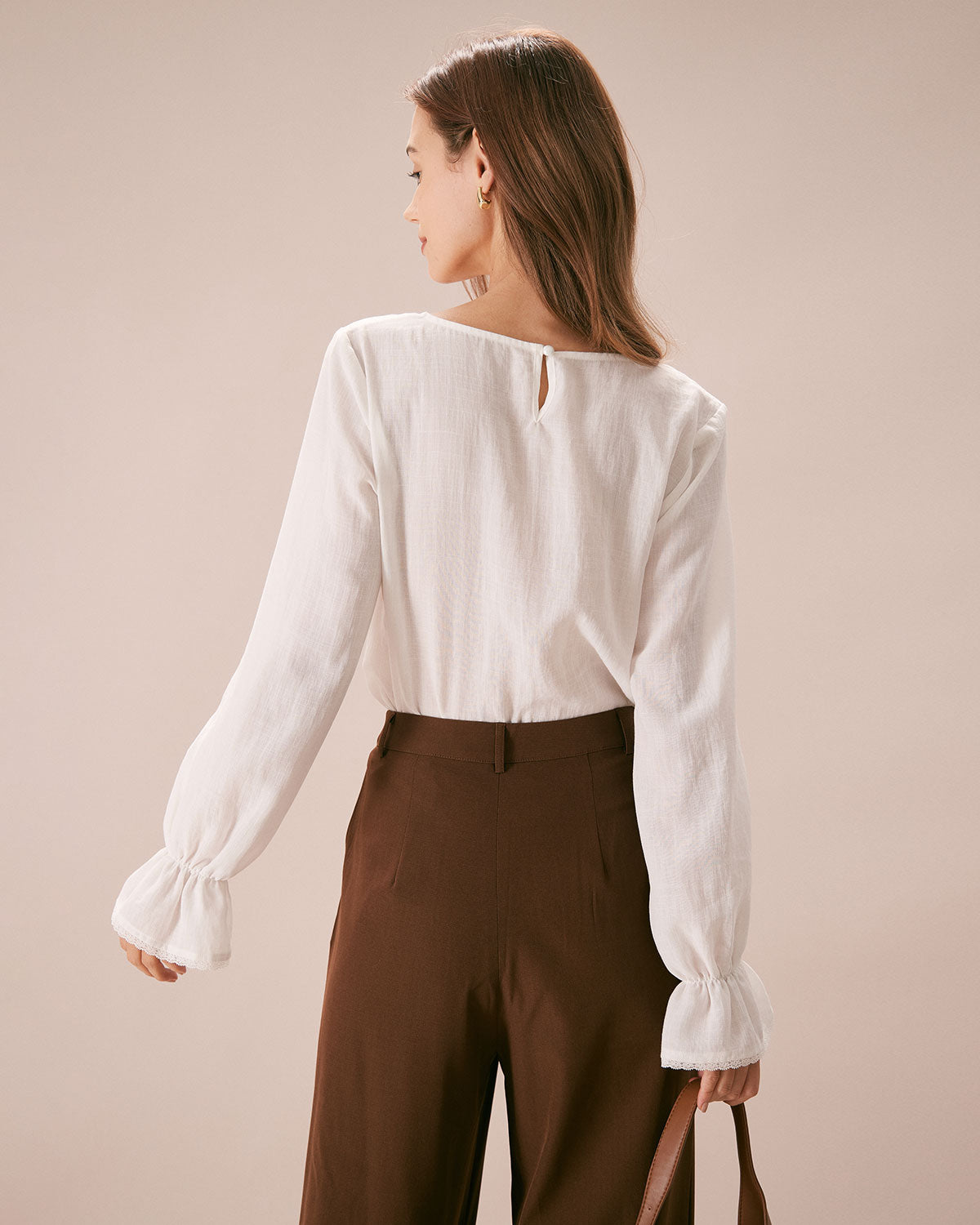 The White Square Neck Poet Sleeve Blouse