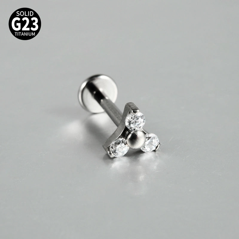 2 Pieces 3 Pieces Lip Rings Casual Elegant Vacation Triangle Flower G23 Titanium Zircon Zircon 18K Gold Plated Lip Rings Ear Cartilage Rings & Studs