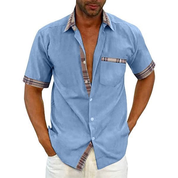 🔥Men's Casual Plaid Collar Button Summer Shirt