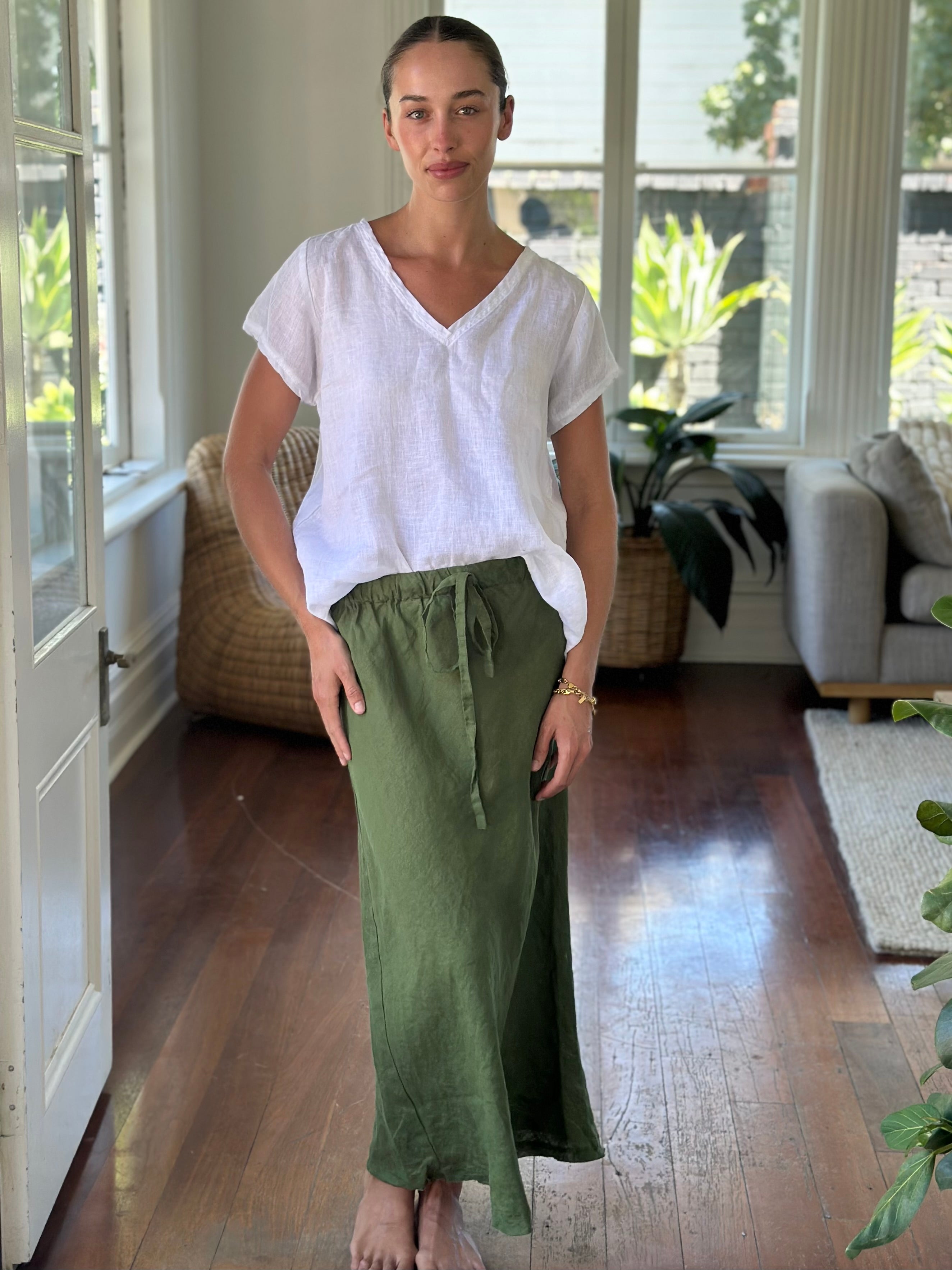 anthea skirt - moss linen