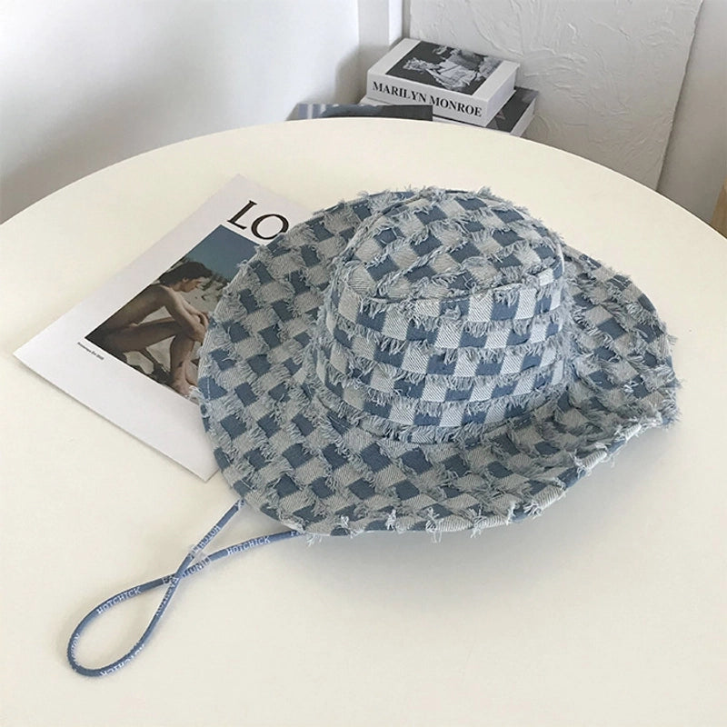 Unisex Cowboy Style Plaid Big Eaves Fedora Hat