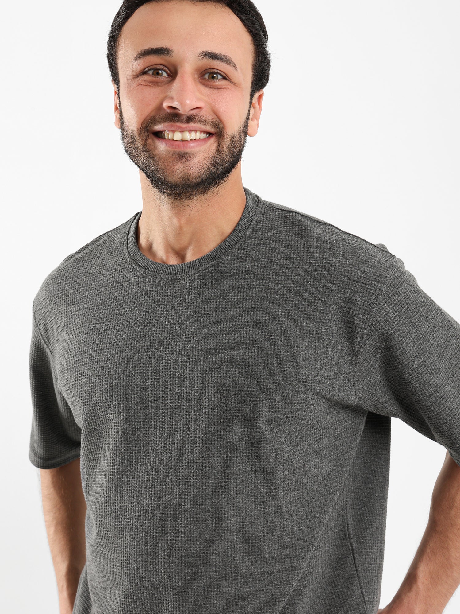 Waffle Knit Oversized T Shirt