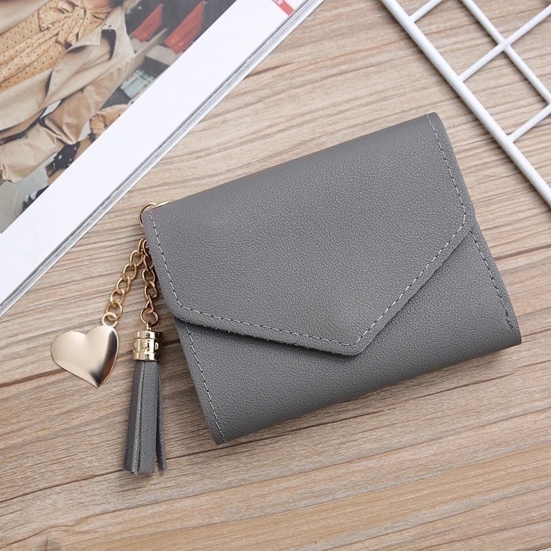 Women'S Solid Color Pu Leather Light Grey Light Green Dark Grey Magnetic Buckle Wallets