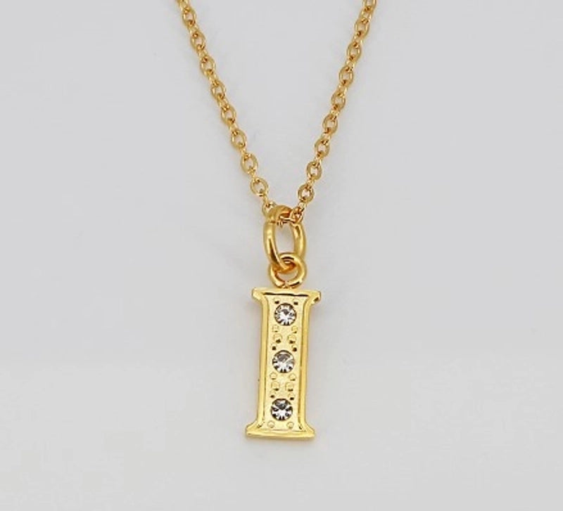 Minimalist Letter 304 Stainless Steel Rhinestones Inlay Stainless Steel Necklaces