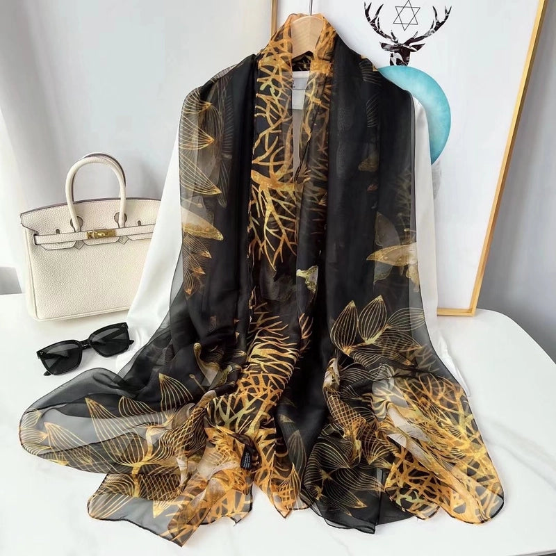 Spring And Summer New Yourou Silk Scarf Large Size Printed Beach Towel Dot Travel Vacation Sunscreen Scarf Women's Spot