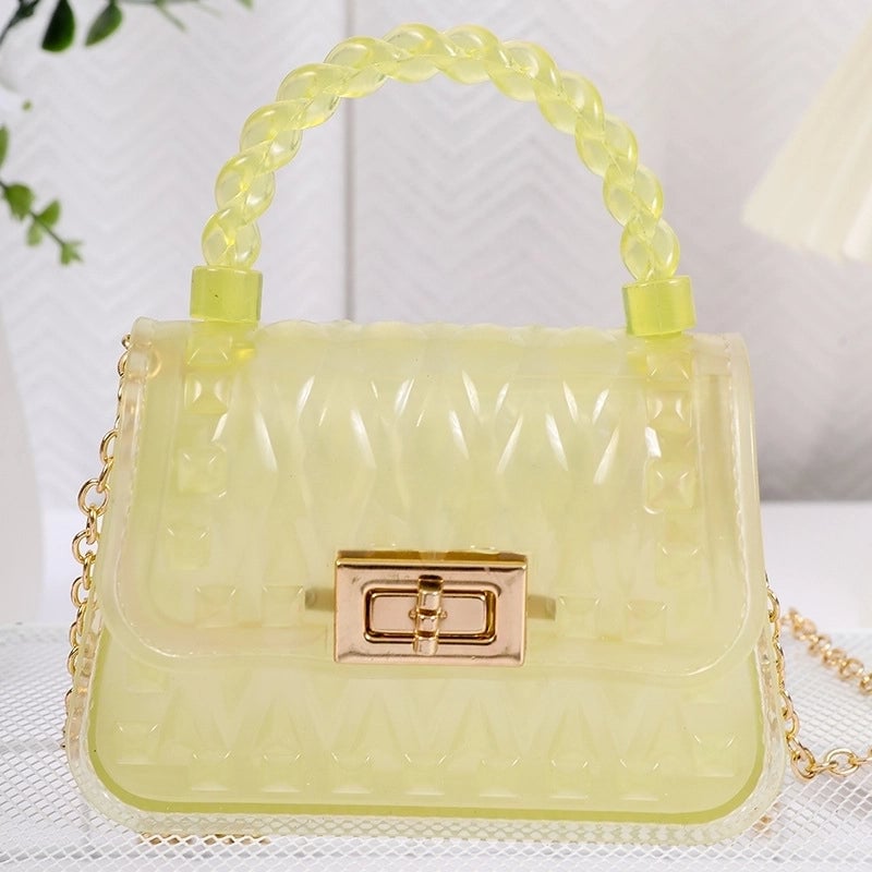 Women's Small PVC Solid Color Streetwear Square Lock Clasp Crossbody Bag