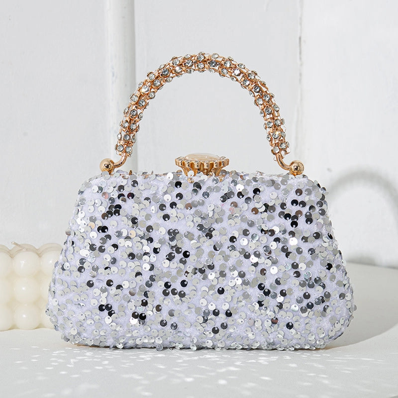 Black Gold Silver Polyester Color Block Square Evening Bags