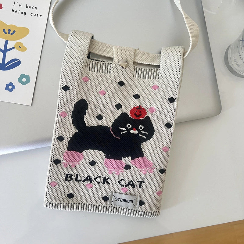 Women's Polyester Printing Animal Color Block Cute Square Buckle Shoulder Bag Phone Wallets