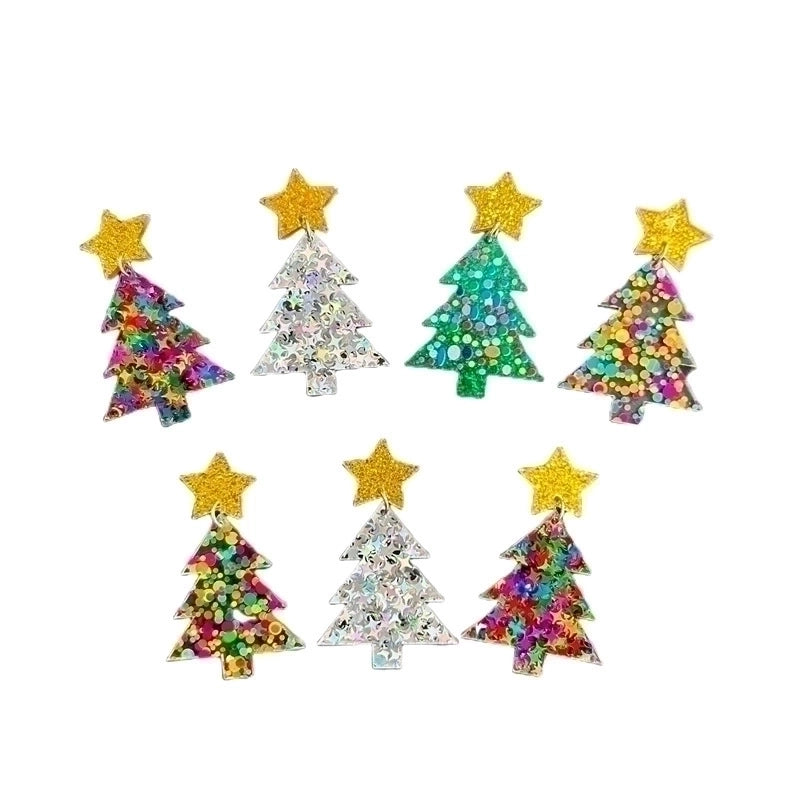 1 Pair Cute Streetwear Cartoon Character Christmas Tree Letter Arylic Drop Earrings