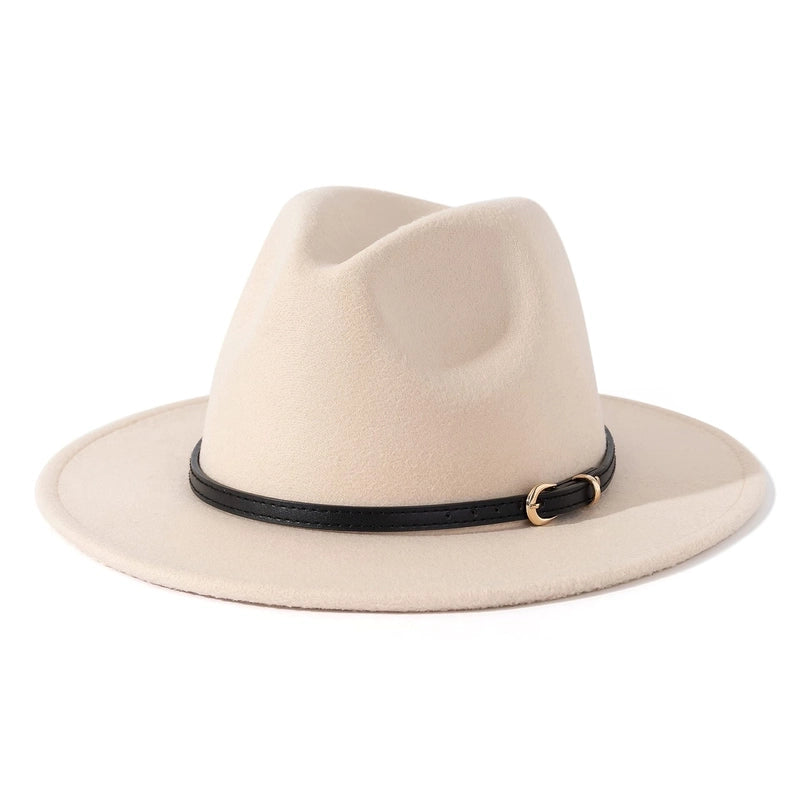 Fashion Flat Top Hat Women's British French Socialite Elegant Felt Hat Autumn And Winter Warm Jazz Hat Men's