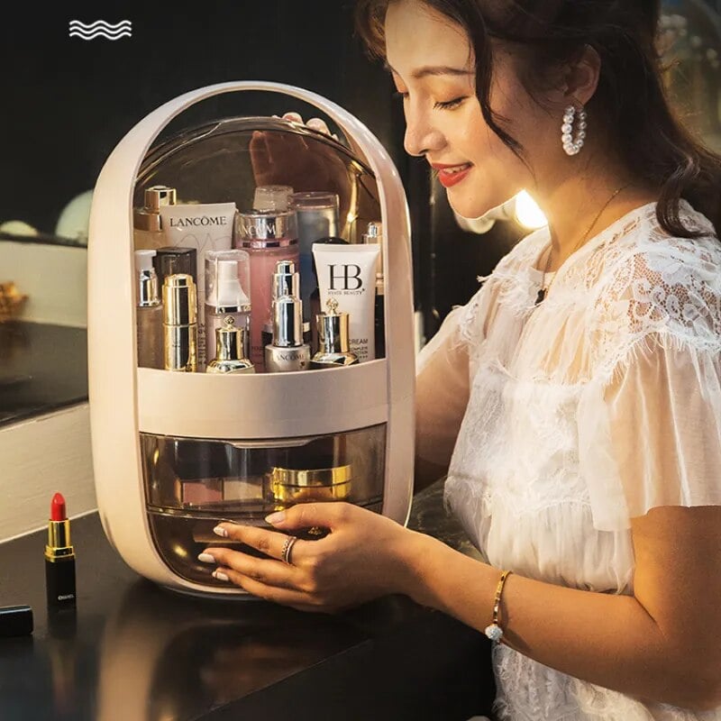 Cosmetic Storage Box Large Dust-Proof Cosmetic Organizer Box For Makeup Jewelry Accessories