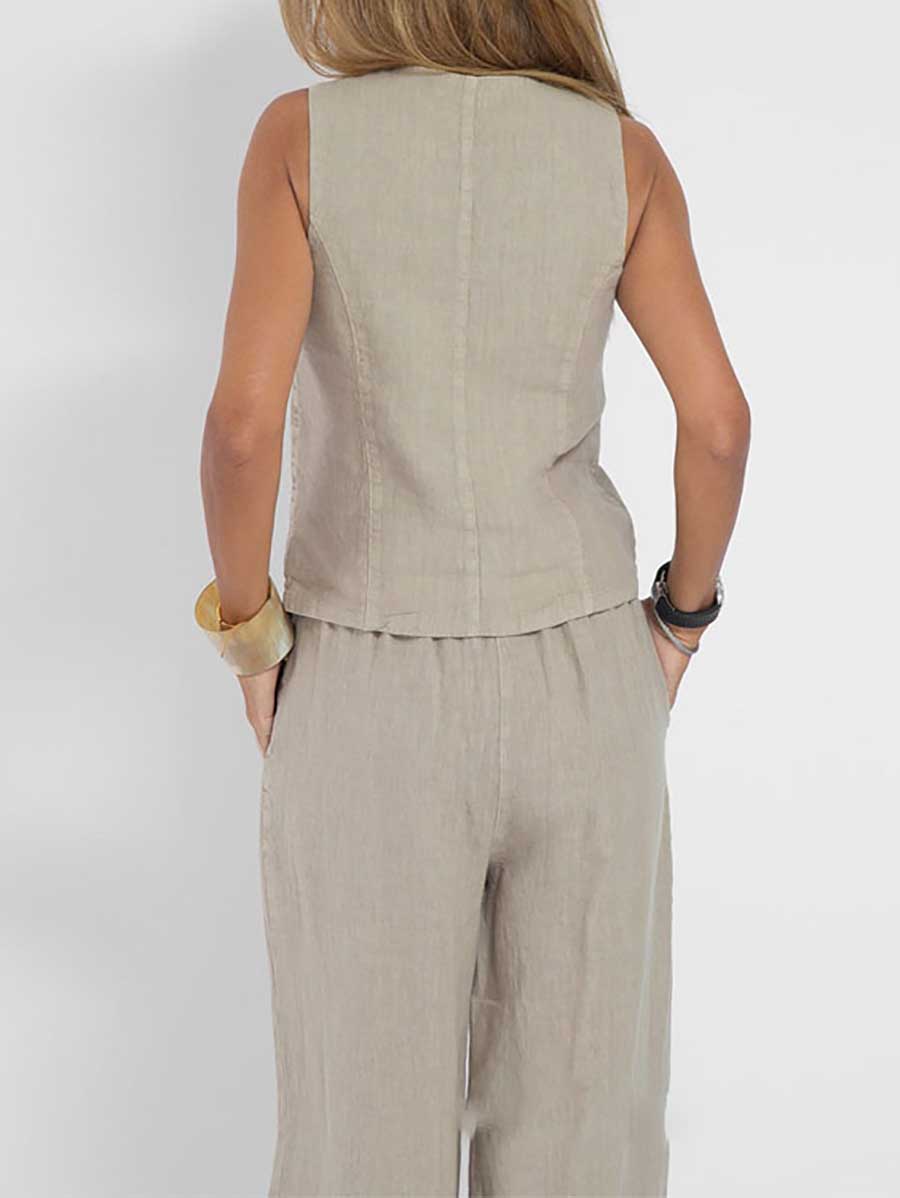 Fashion vest pants collage patchwork cotton leisure suit