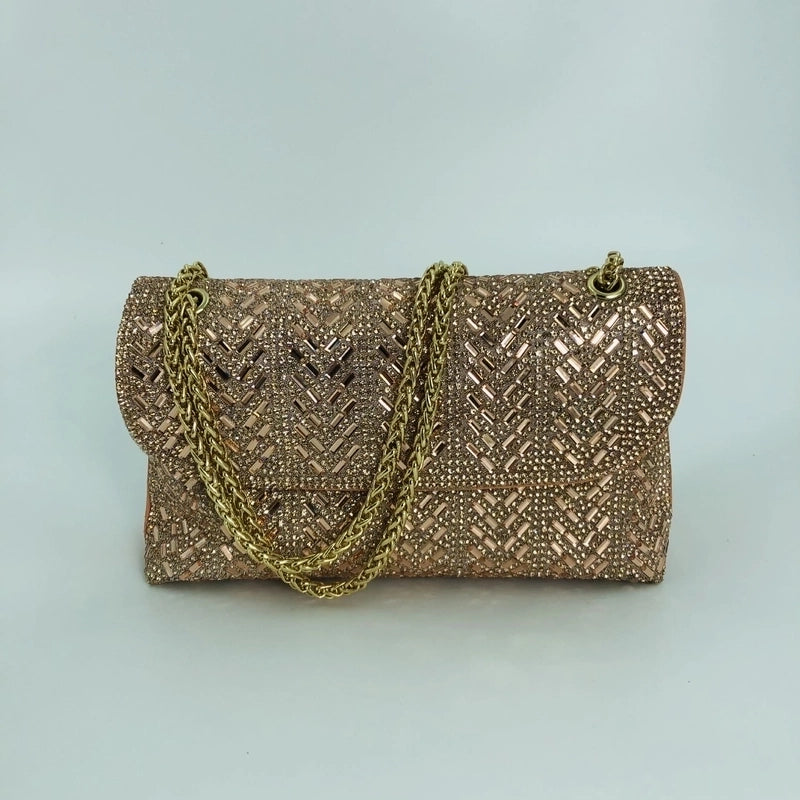 New Handmade Inlaid Bag Evening Dress Socialite Rhinestone Armpit Clutch Evening Bag