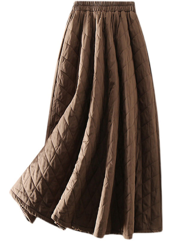 Natural Brown Pockets thick Solid Skirt Winter