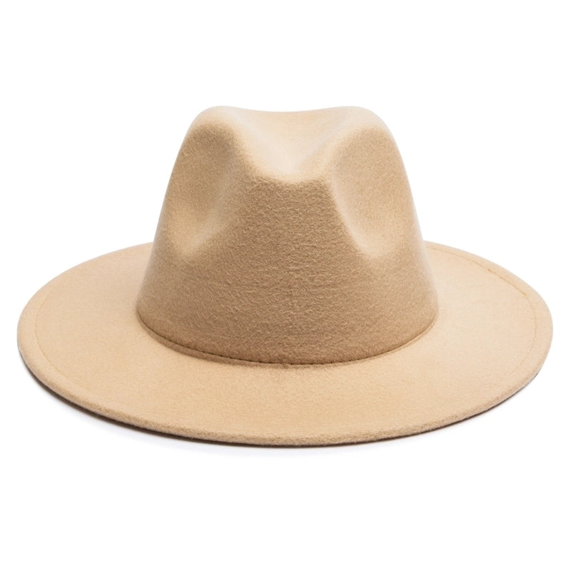 Unisex Vintage Style Minimalist British Style Solid Color Big Eaves Flat Eaves Fedora Hat
