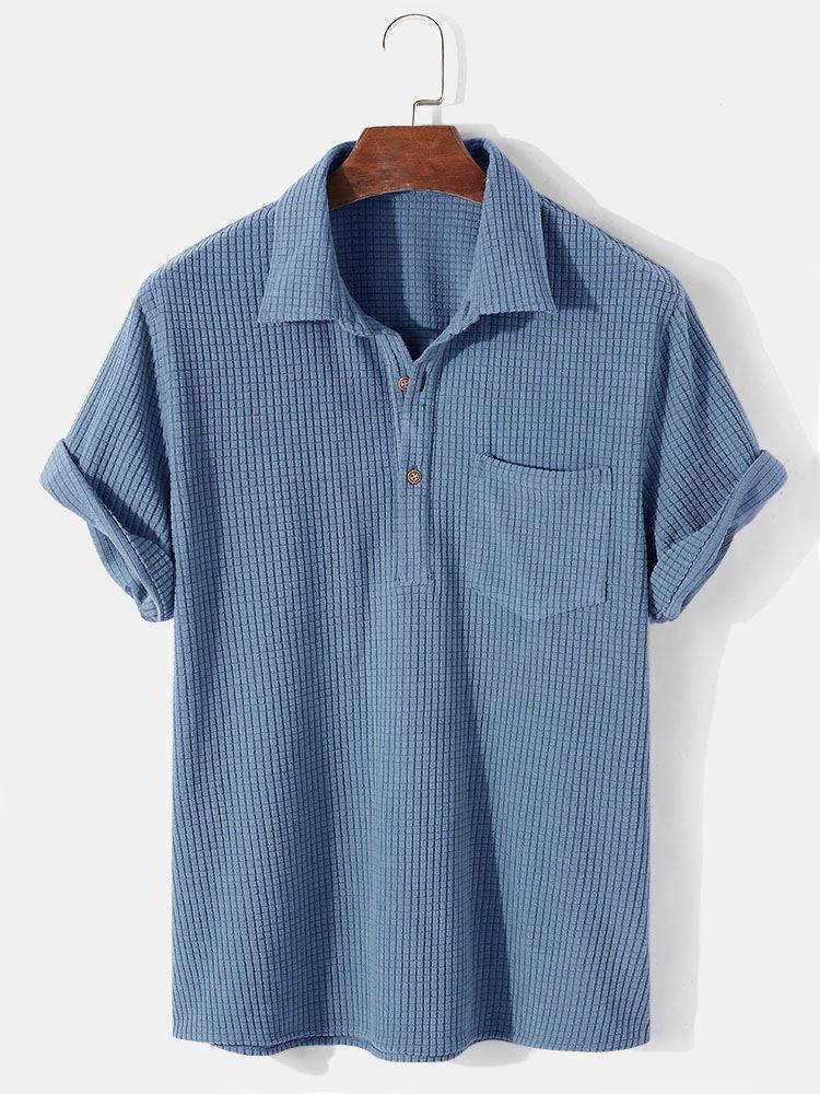 💥3-Pack Only $19.9💥Waffle Lapel Solid Henley Shirts