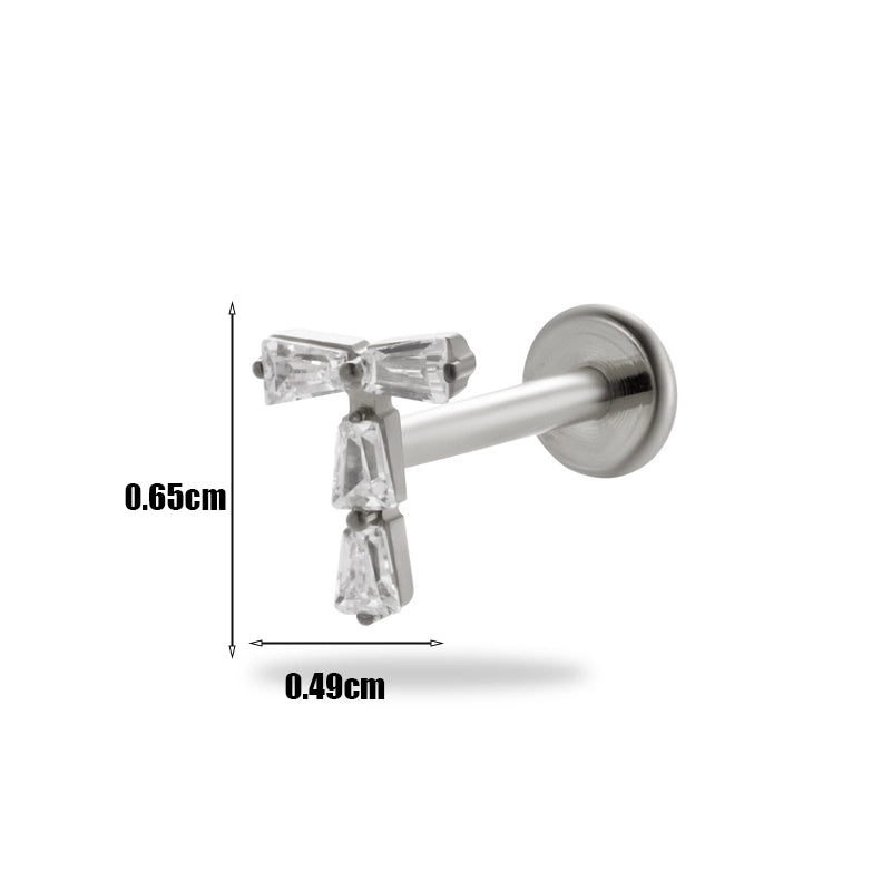 1 Piece Ear Cartilage Rings & Studs Minimalist Geometric Pure Titanium Plating Inlay Zircon