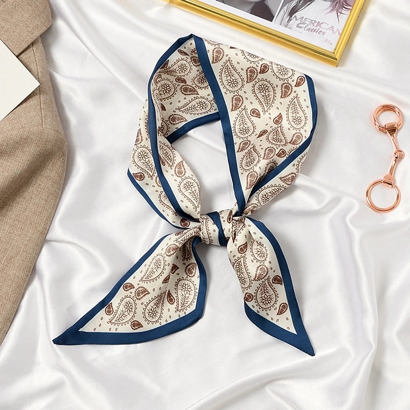 Women's Elegant Flower Satin Silk Scarf