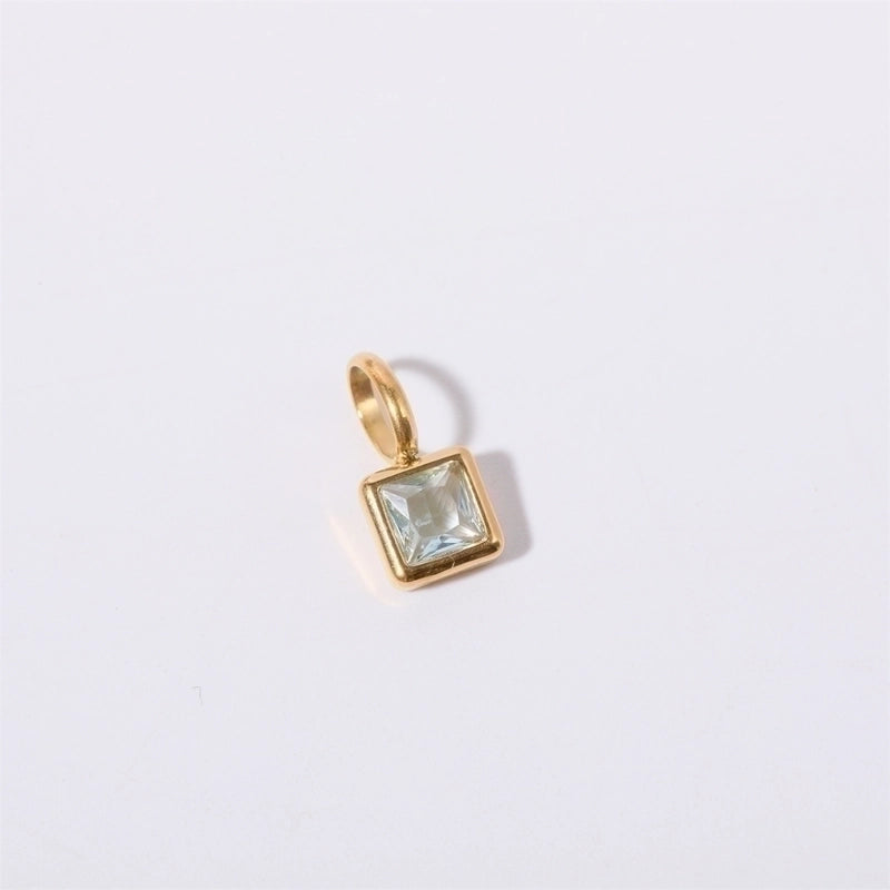 201 Stainless Steel 304 Stainless Steel Glass Minimalist Diamond Geometric Square Pendant Necklace