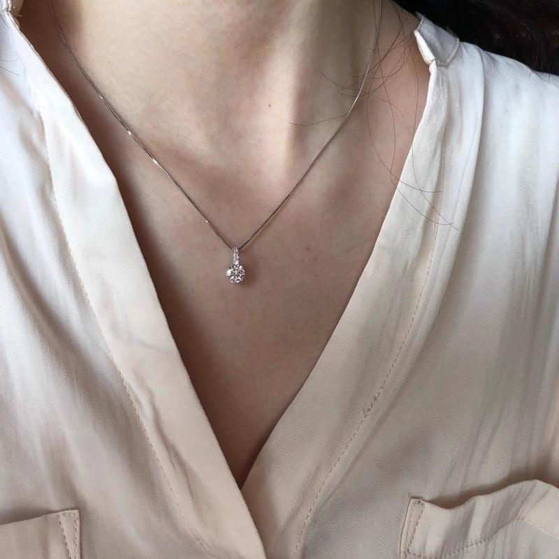 Elegant Solid Color Copper Inlay Rhinestones Pendant Necklace