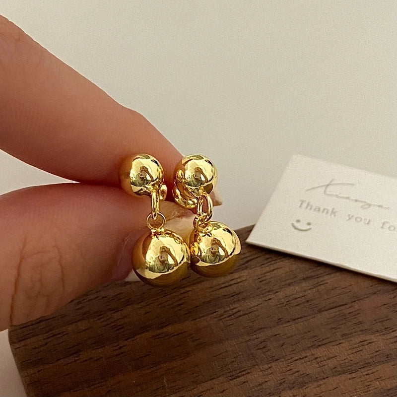 1 Pair Ig Style Minimalist Round Solid Color Plating Copper Drop Earrings