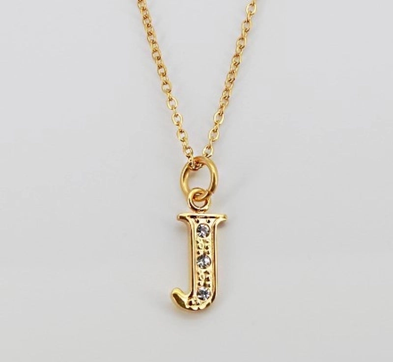 Minimalist Letter 304 Stainless Steel Rhinestones Inlay Stainless Steel Necklaces