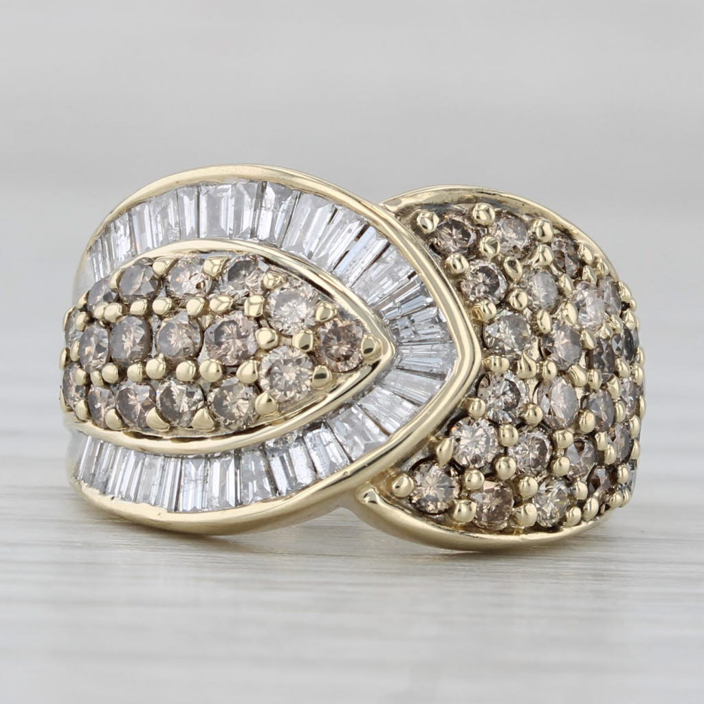1.48ctw Champagne Diamond Cluster Ring 10k Yellow Gold Cocktail Size 5