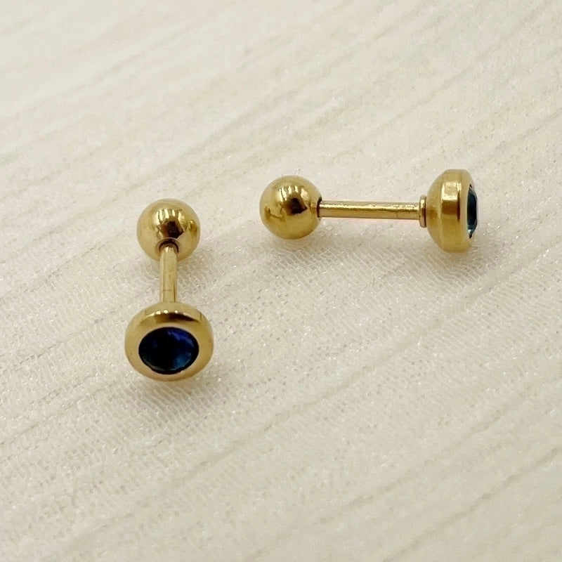 1 Pair Minimalist Geometric Inlay Stainless Steel Zircon Ear Studs