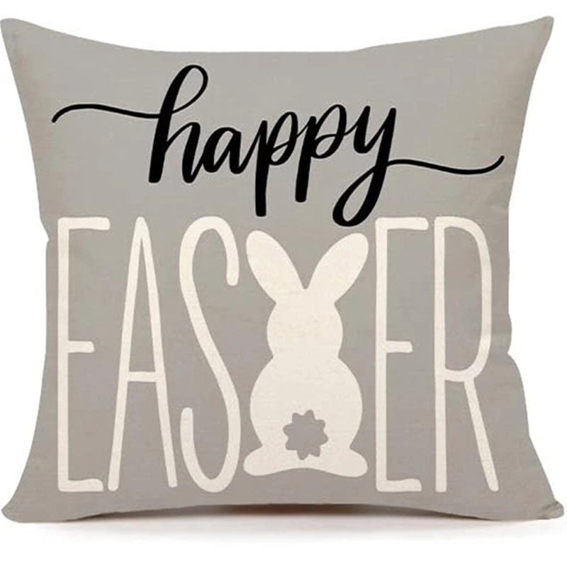 Easter Cute Classic Style Rabbit Letter Linen Pillow Cases Couch & Sofa Decor