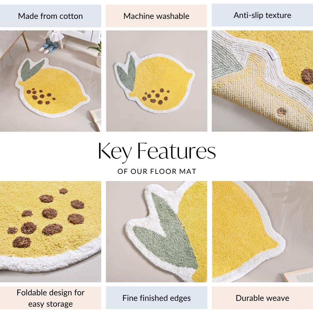Anti Slip Lemon Cotton Floor Mat 76x56cm