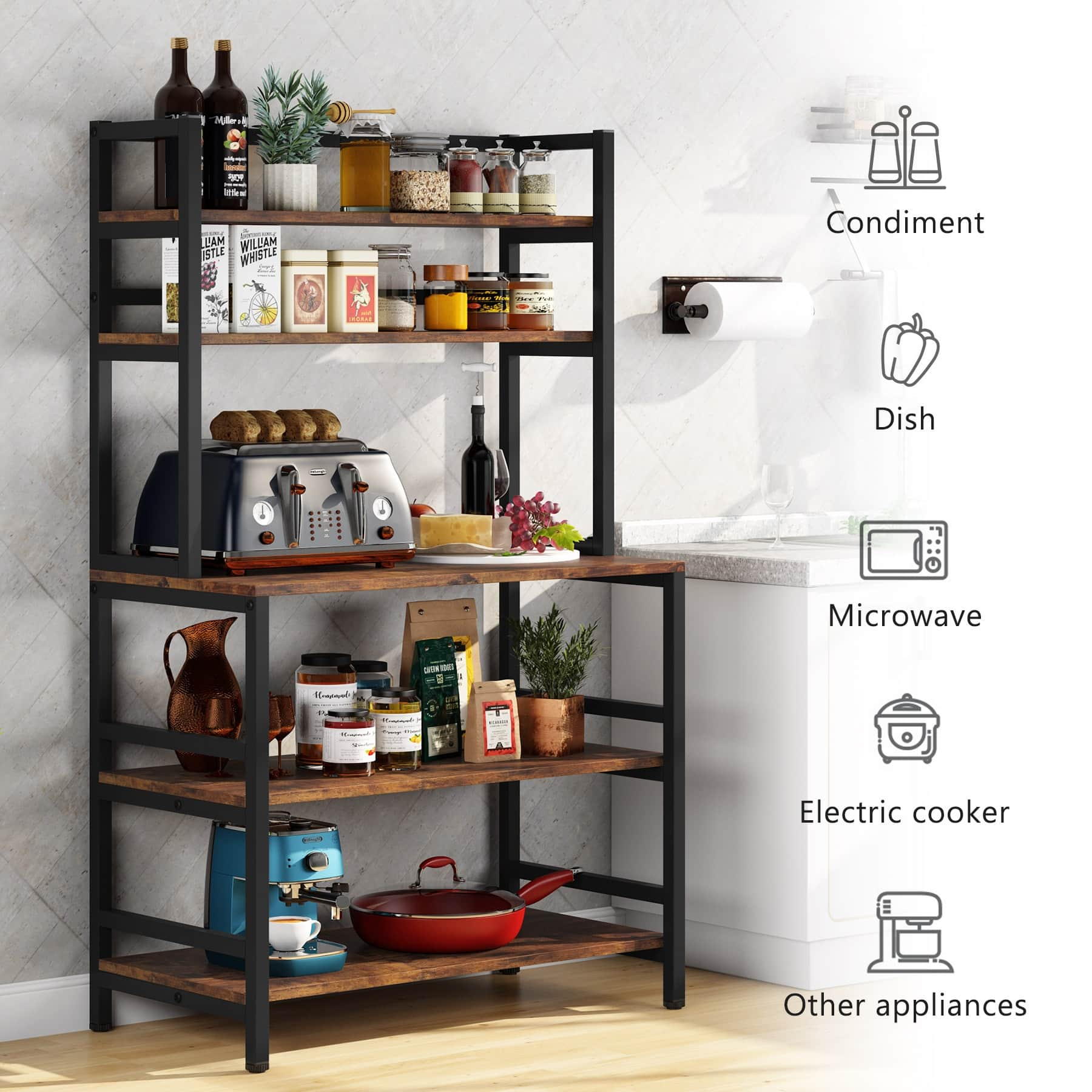 5 Tier Kitchen Baker Rack Utility Storage Shelf Microwave Oven Stand