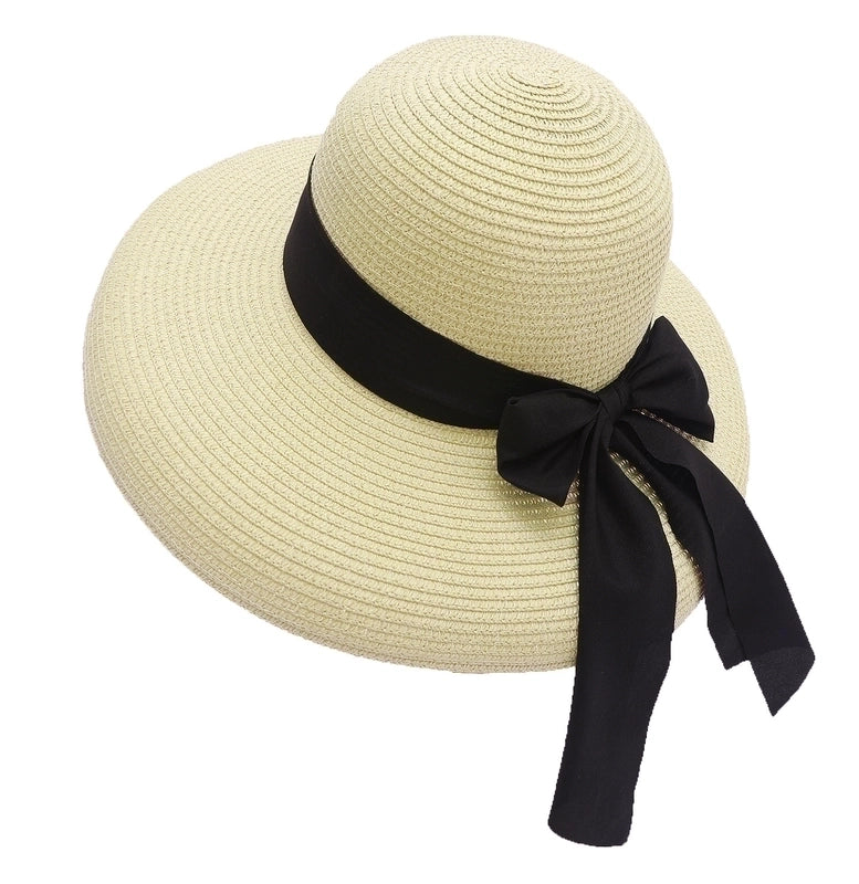 Women's Minimalist Classic Style Color Block Flat Eaves Straw Hat