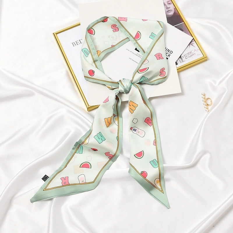 Women's Elegant Sweet Plant Satin Silk Scarf