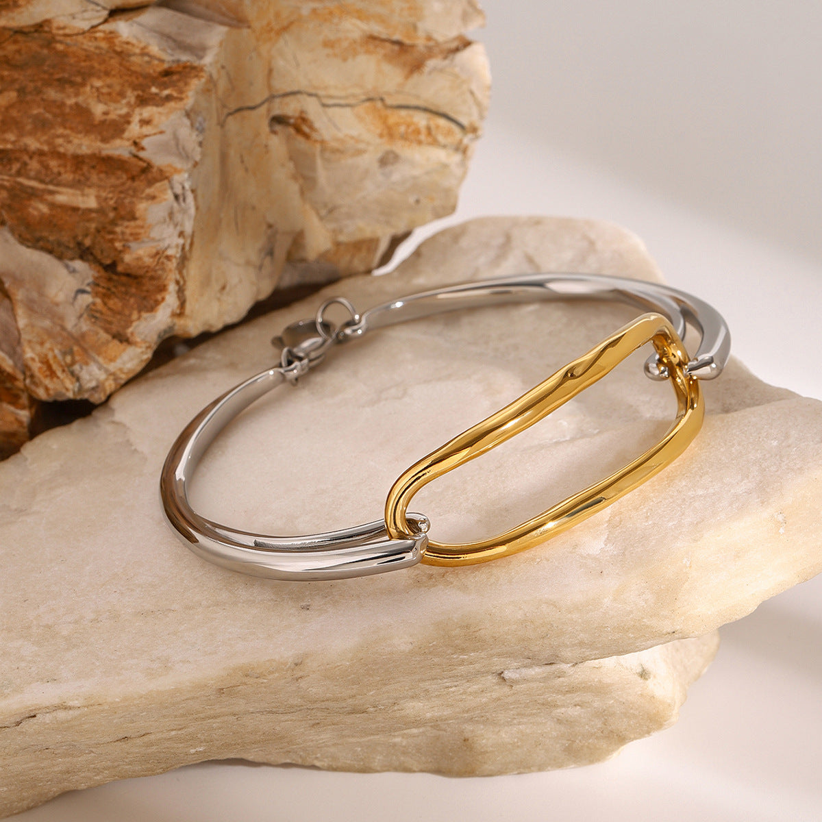 18K Stainless Steel Color Matching Geometric Bracelet Ins Simple Bracelet Titanium Steel Bracelet