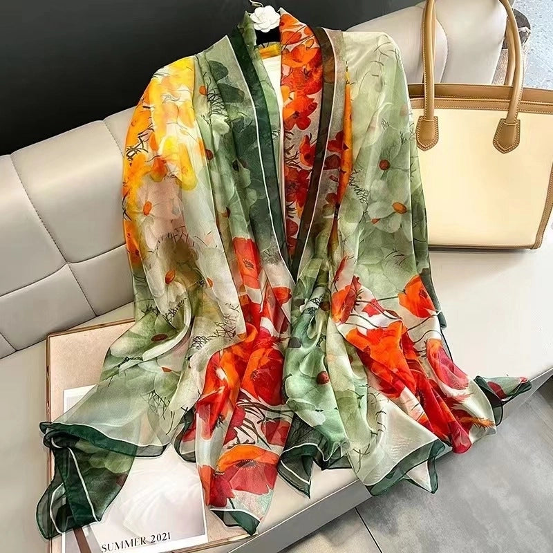 Women's Elegant Geometric Satin Silk Scarf